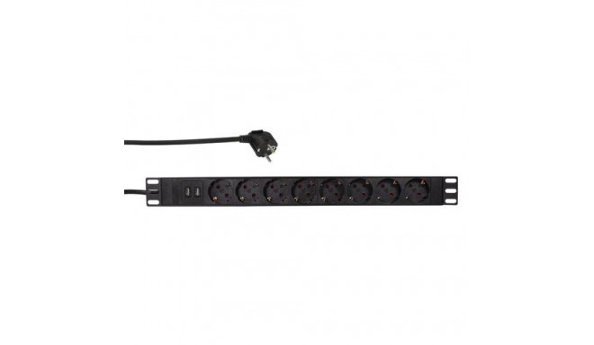 LogiLink PDU8C02 power distribution unit (PDU) 8 AC outlet(s) 1U Black