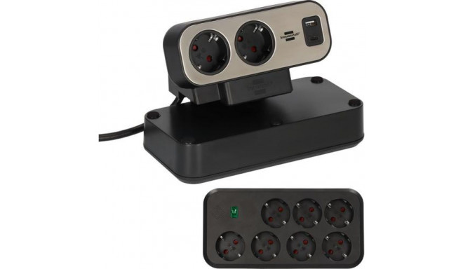 Brennenstuhl 1153580210 power extension 2 m 9 AC outlet(s) Indoor Black, Silver