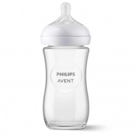Philips AVENT Natural Response SCY933/01 Bottle glass 240ml, flow 3 teat, 1 piece