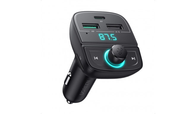 Bluetooth FM Transmitter and Car Charger UGREEN CD229, 2 x USB-A - 1 x USB-C - 1 x microSD, Black