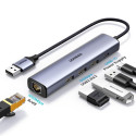 USB Hub UGREEN CM475, 3 x USB-A 3.0 - 1 x USB-C - 1 x RJ45, Grey