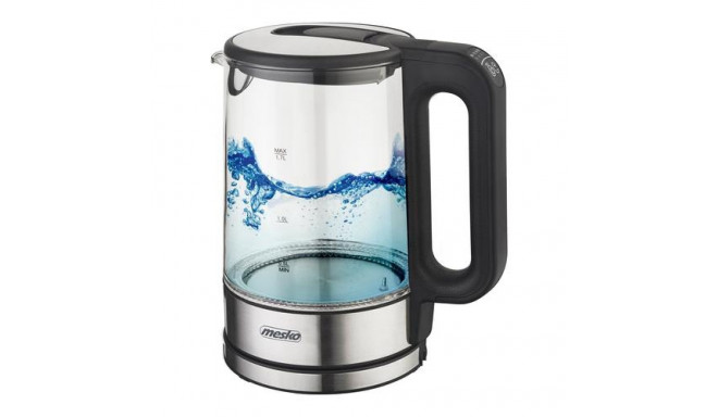 Mesko Home MS 1301B electric kettle 1.7 L 2200 W Black, Stainless steel, Transparent