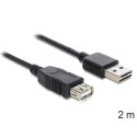 DeLOCK EASY-USB 2.0-A - USB 2.0-A, 2m USB cable USB A Black