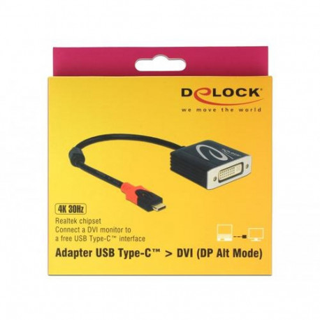 DeLOCK 61213 video cable adapter 0.2 m USB Type-C DVI Black