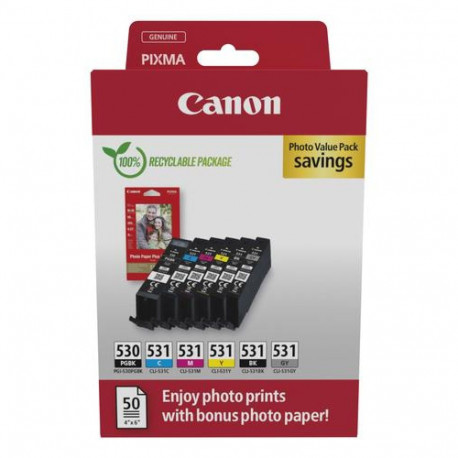 Canon PGI-530/CLI-531 PVP ink cartridge 6 pc(s) Original Black, Cyan, Grey, Magenta, Photo black, Ye