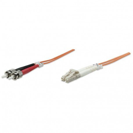 Intellinet Fiber Optic Patch Cable, OM1, LC/ST, 3m, Orange, Duplex, Multimode, 62.5/125 µm, LSZH, Fi