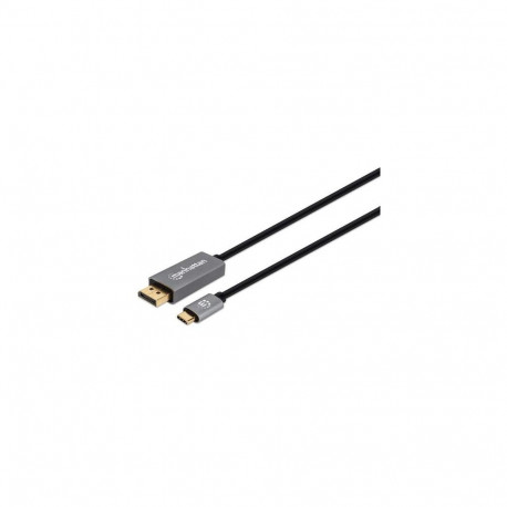 Manhattan USB-C to DisplayPort 1.4 Cable, 8K@60Hz, 2m, Male to Male, Not Bi-Directional, Black, Thre
