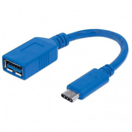 Manhattan USB-C to USB-A Cable, 15cm, Male to Female, 5 Gbps (USB 3.2 Gen1 aka USB 3.0), 3A (fast ch