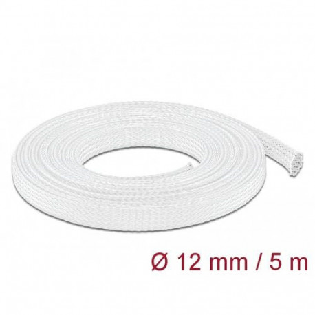 DeLOCK Braided Sleeve stretchable 5 m x 12 mm white