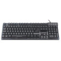 Manhattan Gaming USB Keyboard, Metal Base Edition, 12 Function Keys, Rainbow-LED Backlighting, 19 An