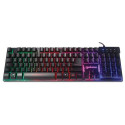 Manhattan Gaming USB Keyboard, Metal Base Edition, 12 Function Keys, Rainbow-LED Backlighting, 19 An