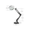 PLATINET DESK DRAWING LAMP MAGNIFY 10W 1 HEAD 48 LED 3xMAGNIFYING LENS BASE WITH CHARGER BLACK [4602