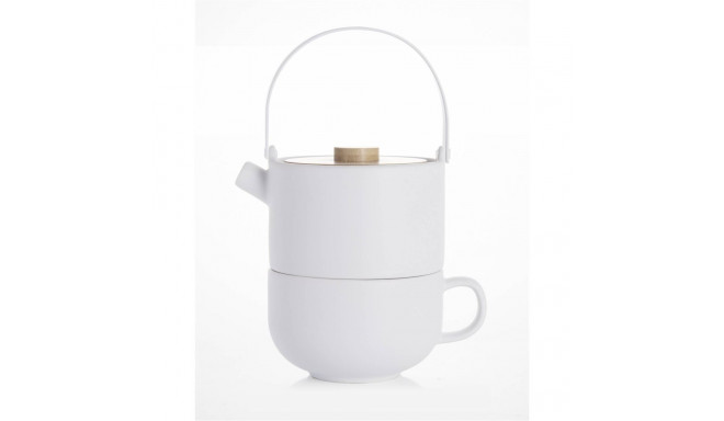 Bredemeijer Tea-for-one Umea valge bambusest kaanega 142007