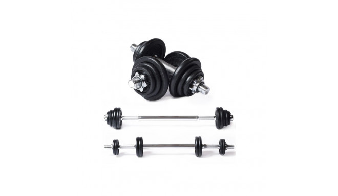 Hantlite- ja tõstekangikomplekt TUNTURI Barbell/Dumbbell Set 20kg, iron