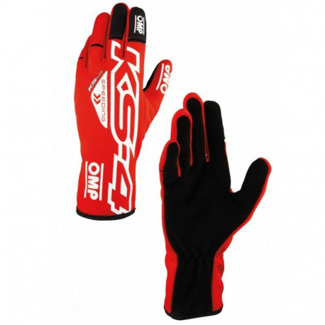 Karting Gloves OMP KS-4 Balts Sarkans - L