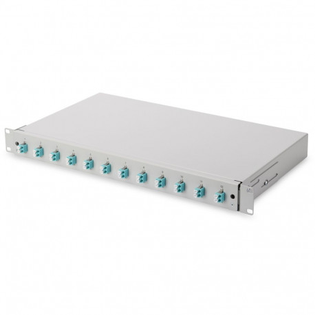 "DIGITUS LWL Spleißbox 1HE bestückt 12x LC DX OM3 grau"