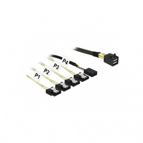 "DeLock Mini SAS HD SFF-8643 > 4 x SATA 7 Pin + Sideband 1 m Metall"