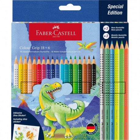 "FABER-CASTELL Buntstift Colour Grip Dino 18+6"