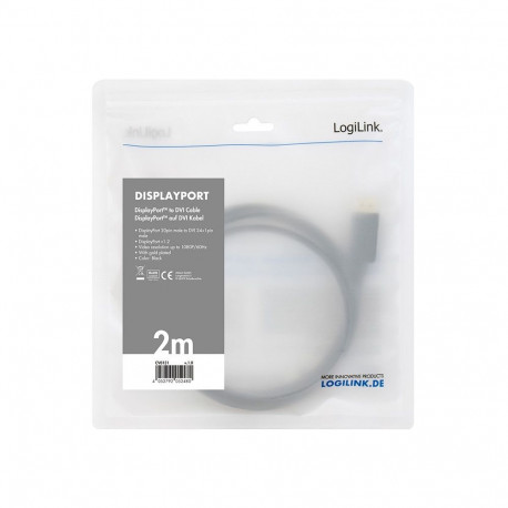 "Logilink DisplayPort-Kabel DP 1.2 zu DVI 1.2 2.0m schwarz"