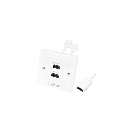 "Logilink HDMI Adapter. wall socket. 2-port. white"