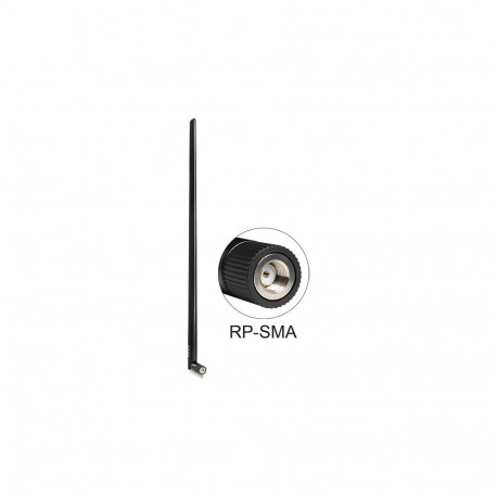 WLAN-antenn 802.11 b/g/n RP-SMA pistikuga 9dBi ringsuunaline kallutusliigendiga, must