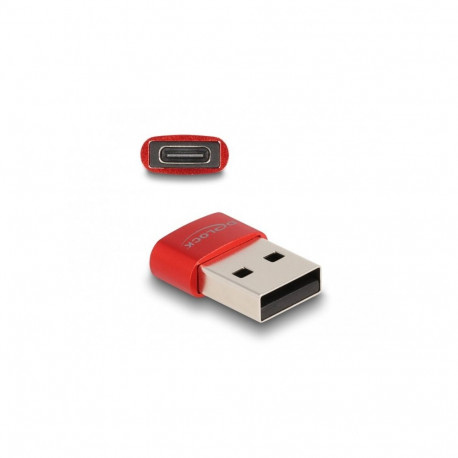 "DELOCK USB2.0 Adapter USB Typ-A Stecker zu USB Type-C Bu rot"