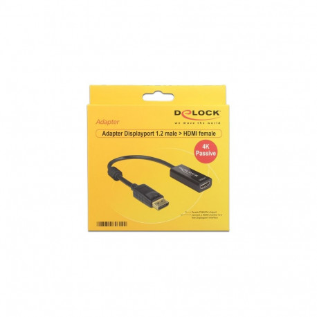 "DELOCK Adapterkabel DisplayPort 1.2 Stecker > HDMI Buchse schwarz 4K Passiv"