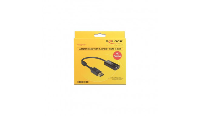"DELOCK Adapterkabel DisplayPort 1.2 Stecker > HDMI Buchse schwarz 4K Passiv"