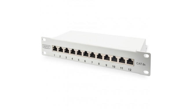 "DIGITUS Cat.6A Patch Panel. geschirmt. 12-Port. 10"". grau"