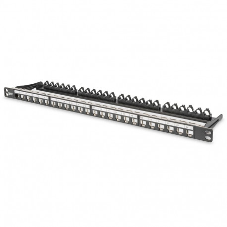 "DIGITUS Patchpanel 0,5HE 24-Port Modular geschirmt schwarz"