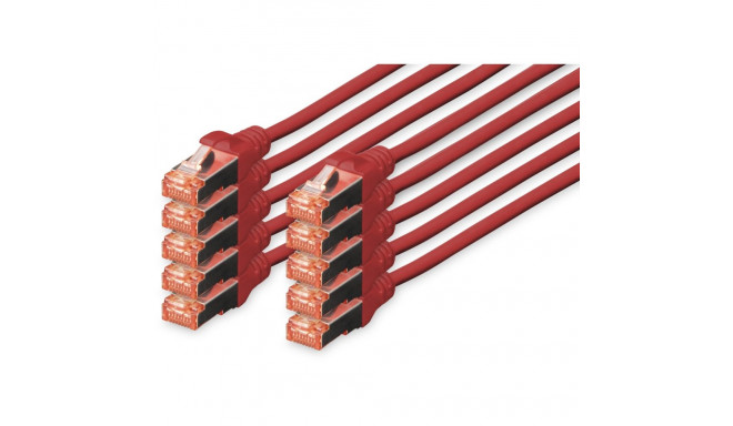 "DIGITUS CAT 6 S/FTP Patchkabel, 10 Stück, 0,5m, rot"