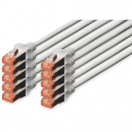 "DIGITUS CAT 6 S/FTP Patchkabel, 10 Stück, 3m, grau"