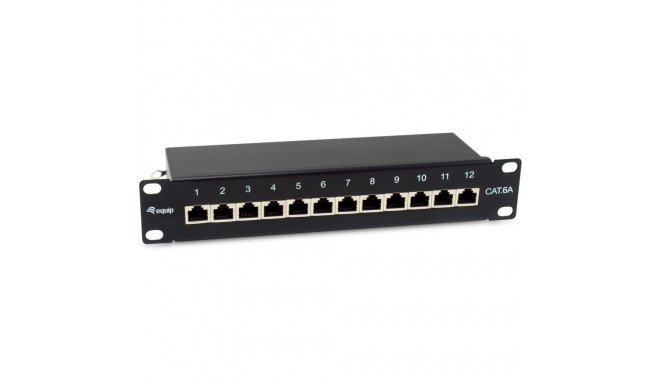 "Equip Patchpanel 12x RJ45 Cat6A 10"" FTP 1HE Premium schwarz"