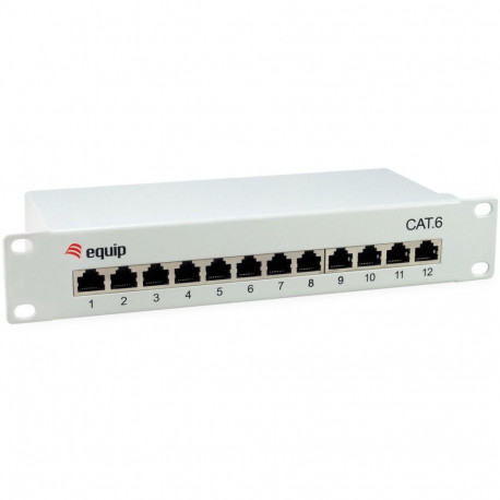 "Equip Patchpanel 12x RJ45 Cat6 10"" FTP 1HE ISO/IEC hellgrau"