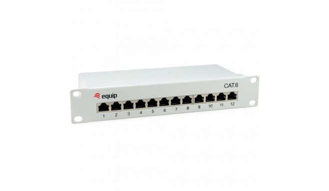 "Equip Patchpanel 12x RJ45 Cat6 10"" FTP 1HE ISO/IEC hellgrau"