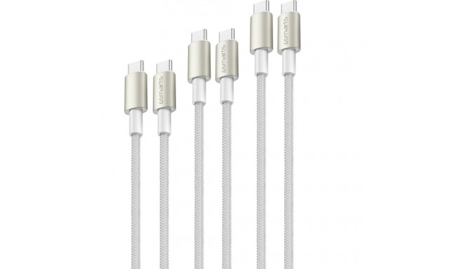 "4smarts USB-C auf USB-C Kabel PremiumCord 60W 3erSet wei/silb"