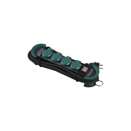 Maandusega pikendusjuhe 5 pesa / 5.0m, lülitiga, IP45, HOOK, must/roheline