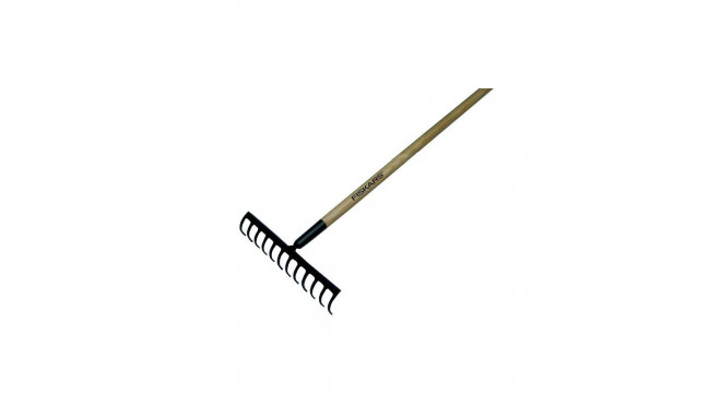 Rake FISKARS SOLID WOOD, 12 teeth, 155 cm, for soil