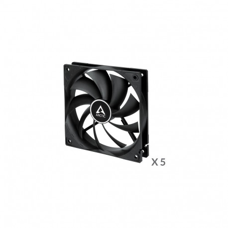ARCTIC F12 PWM Case Fan, 4-pin, 120mm, Black, 5 pcs