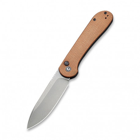 CIVIVI Button Lock Elementum Knife with Brown Micarta