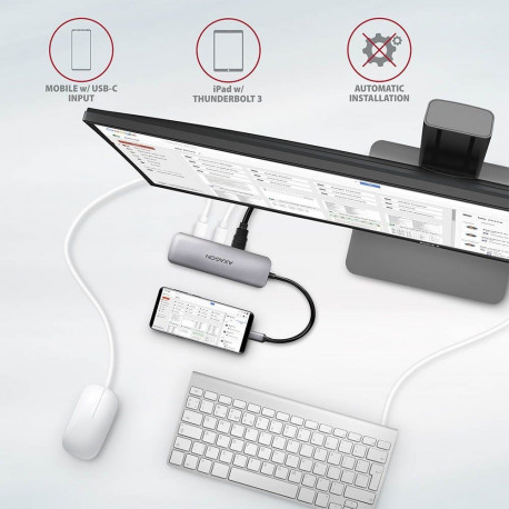 Axagon USB-jaotur HMC-5, USB 3.2 Gen 1, 2x USB-A, HDMI, SD/microSD, PD 100W, 20cm USB-C-kaabel