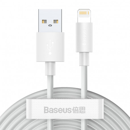 Baseus Simple Wisdom andmekablikomplekt USB Lightning 2.4A (2PCS|Set）1.5m valge
