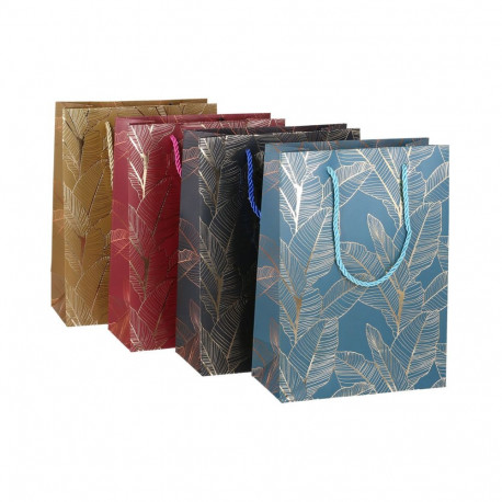 Gift bag LEAF/GIFT M, 26x32x10cm, mix