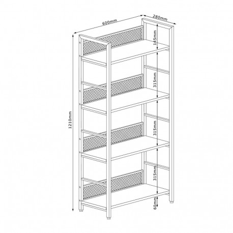Shelf HECTOR 60x28xH121cm, ash/black