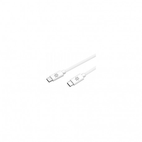 CELLY USBCUSBCCOTT - USB-C TO USB-C COTTON BRAIDED CABLE WHITE (POWER DELIVERY)