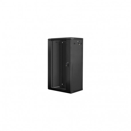Lanberg Rack cabinet 19" wall-mount 22U/600x450 (flat pack) with glass door V2, black |