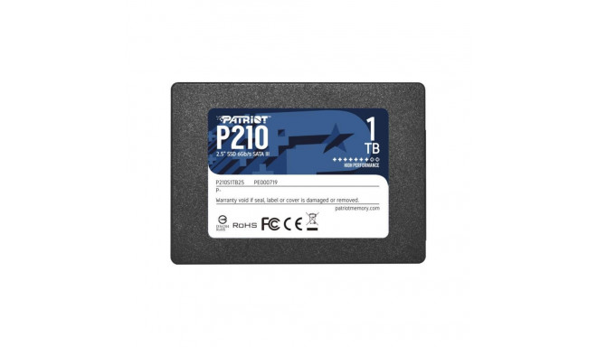 Patriot SSD||P210|1TB|SATA 3.0|Write speed 430 MBytes/sec|Read speed 520 MBytes/sec|2,5"|TBW 480 TB|
