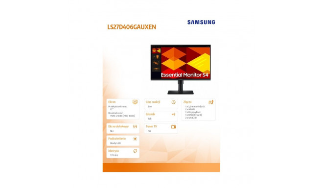 Monitor 27 inch S40GD IPS 1920x1080 FHD 16:9 2xHDMI 1xDP 2xUSB-A 2.0 1xUSB-B 5ms 100Hz HAS+PIV speak