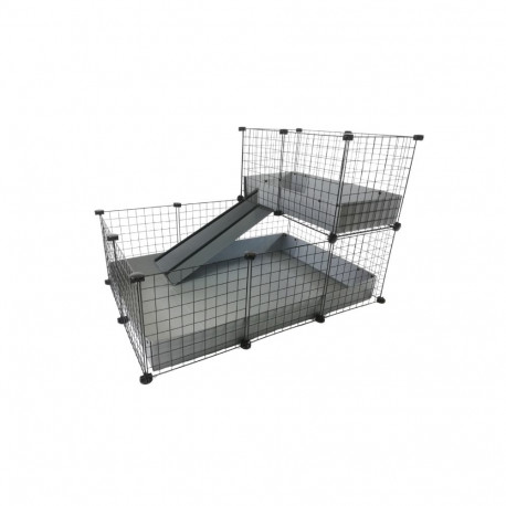 Guinea Pig Cage - C&c Modular Cage One-storey 3x2 + Loft 2x1, Silver