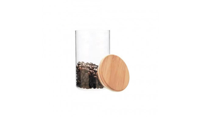 JAR STORAGE ROUND GLAS W BAMBO LID 1.3L